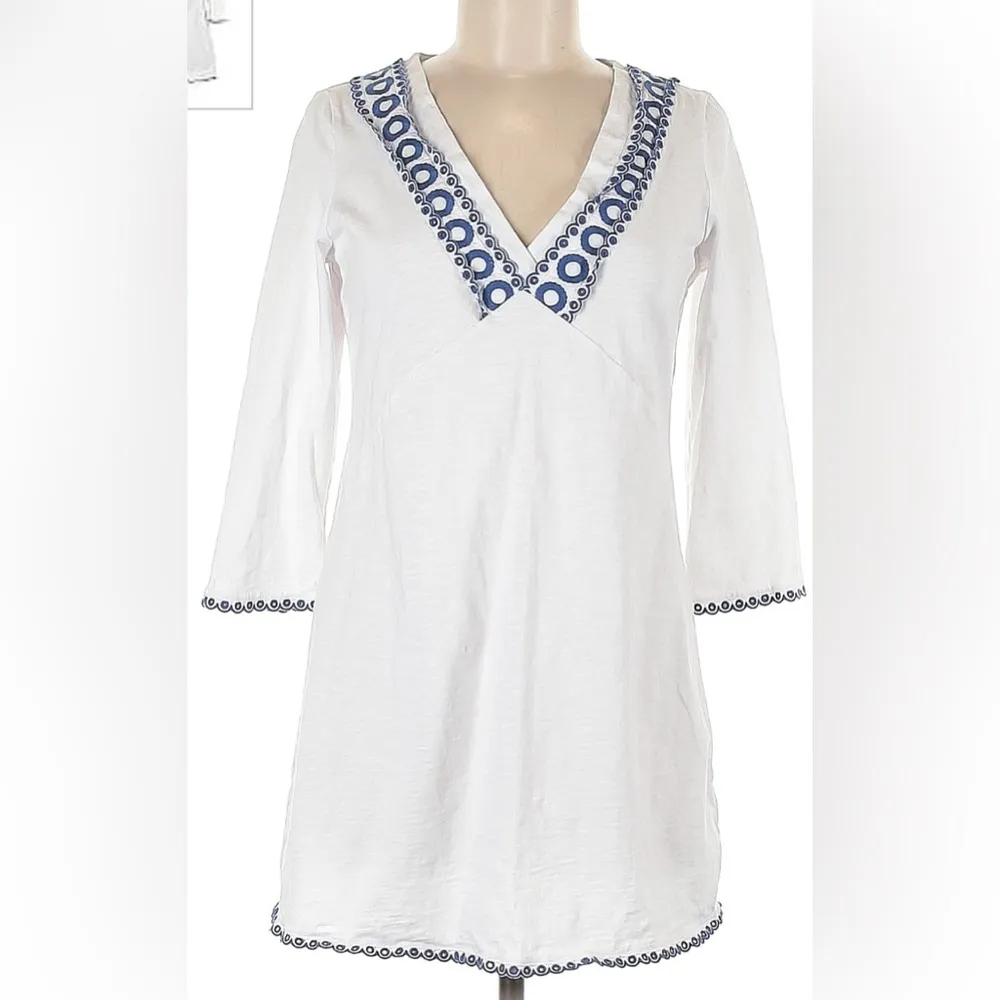 BODEN Rosanna Jersey Tunic White/Cobalt Size 8 - Image 6