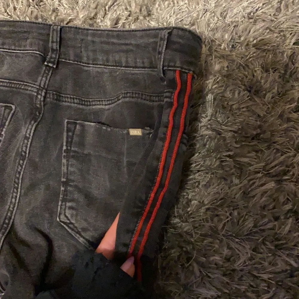 Zara black jeans with red stripe - Image 3
