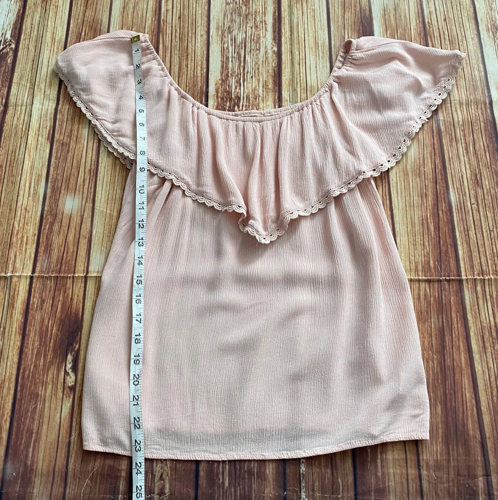 Mossimo Supply Women’s Light Pink Peasant Blouse Sz Small  - Image 9