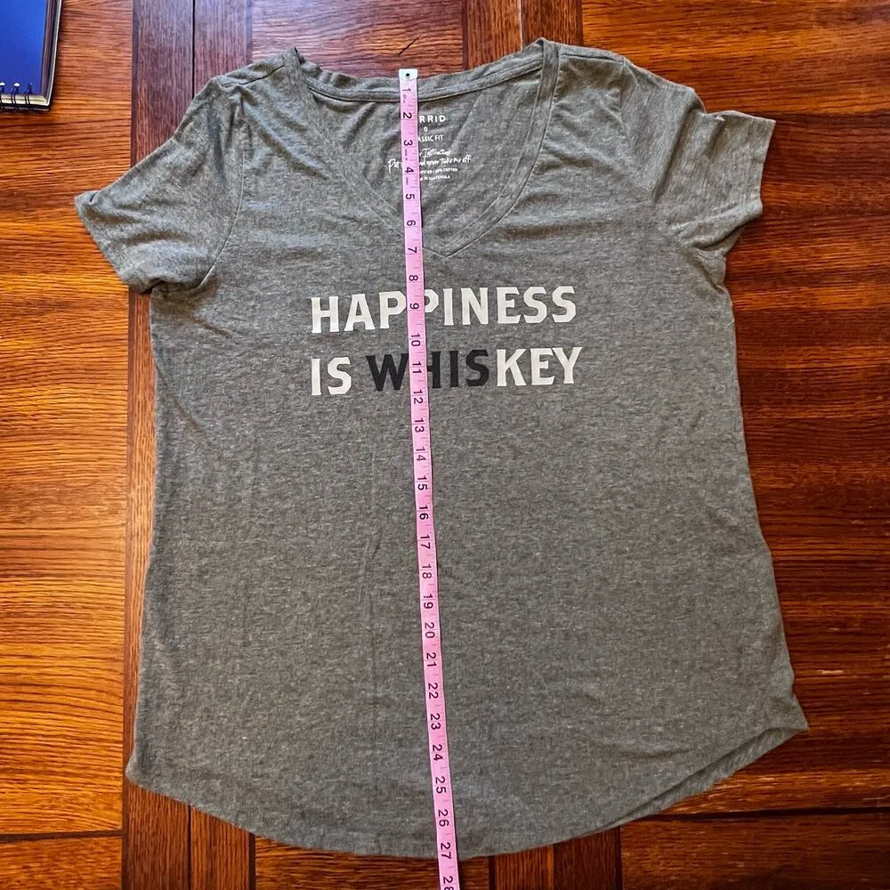 TORRID Women's Army Green Happiness Is Whiskey Short Sleeve Shirt Size 0 Plus - Image 3