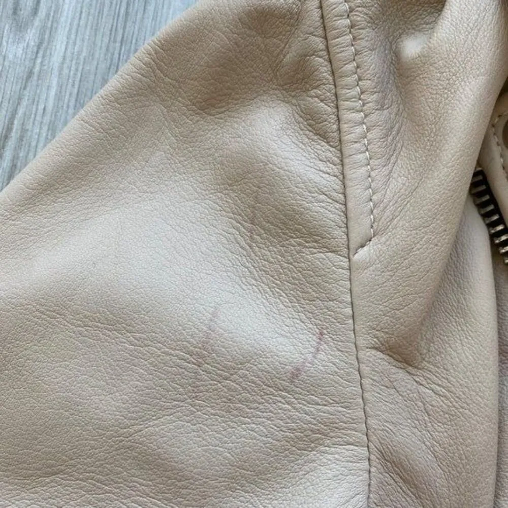 NWT All Saints Cole Biker Leather Jacket Sand Brown Sz 8 - Image 8