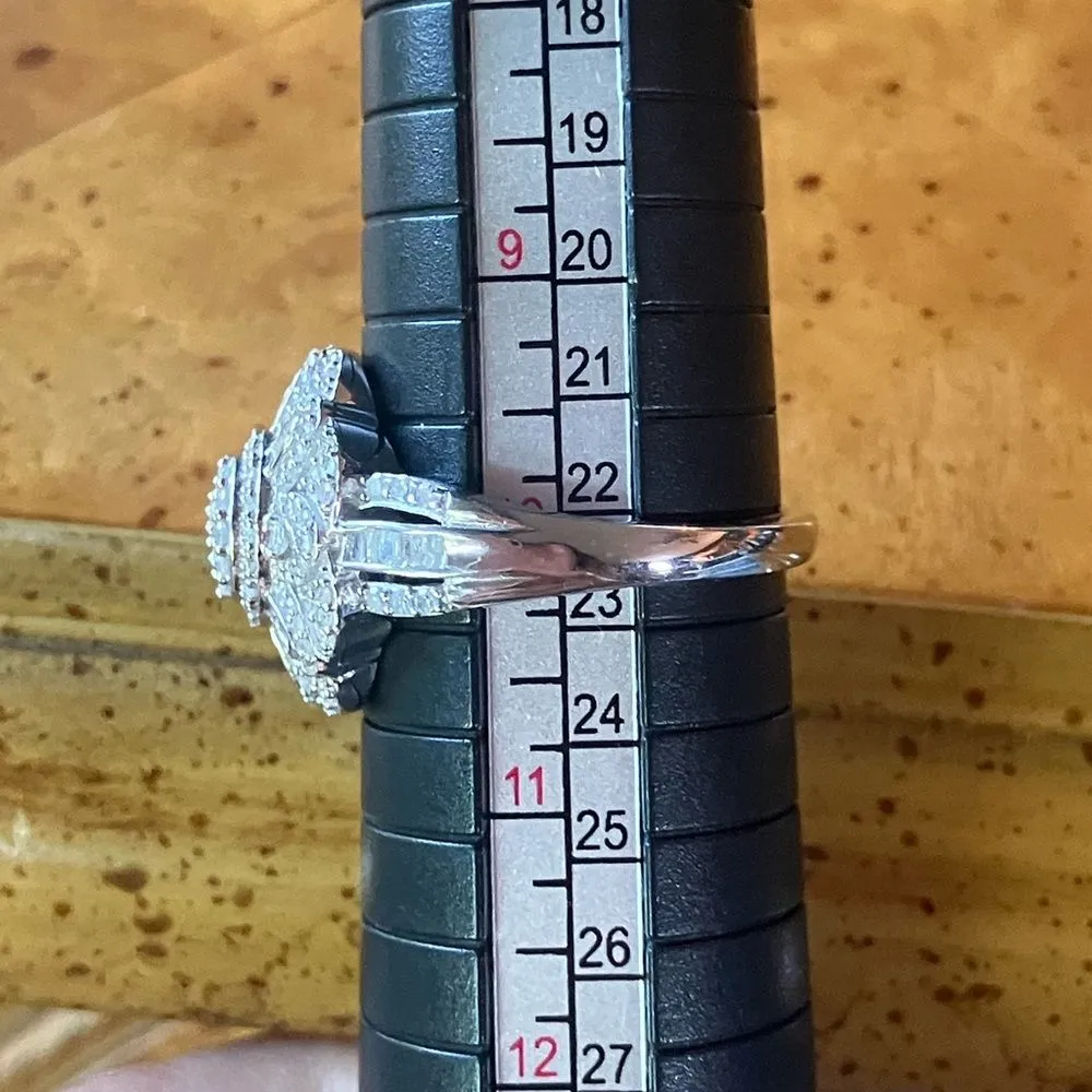 Natural White Diamond Sterling Silver Ring Size 10 - Image 8