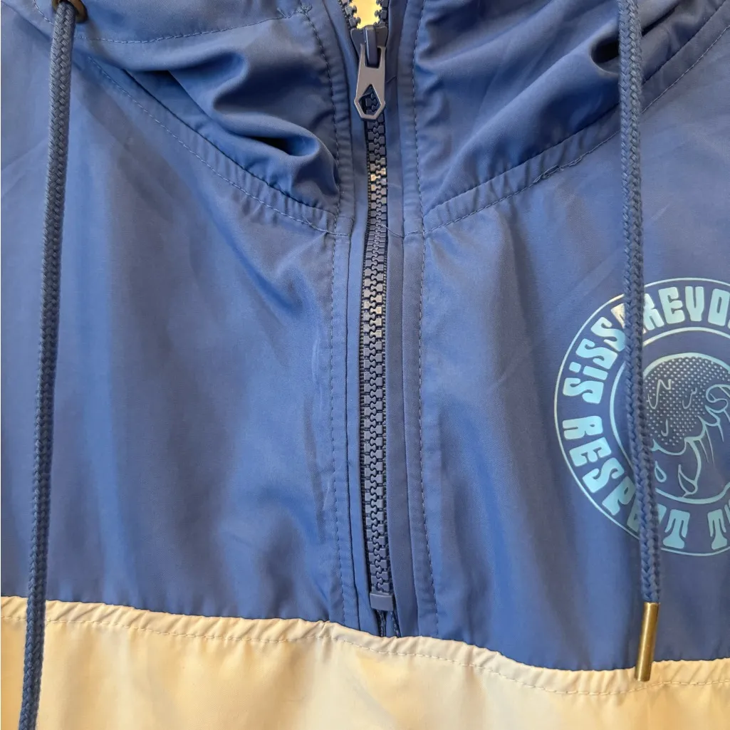 SISSTREVOLUTION XXL PACIFIC PARADISE WINDBREAKER JACKET RESPECT THE‎ SEA BLUE - Image 3