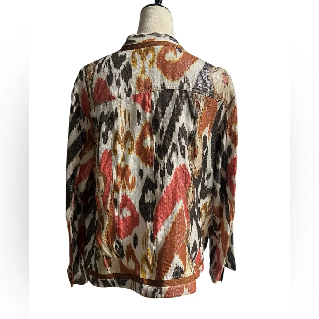 Chico's Art to Wear Metallic Linen Blend Western Print
Jacket, Size3 - Image 2