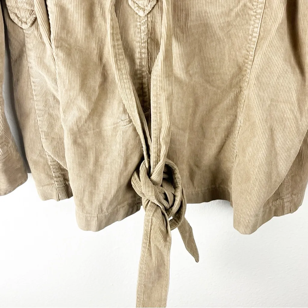 OLD NAVY Tan Corduroy Belted Waist Long Sleeves Chore Trucker Jacket, Size Large - Image 8