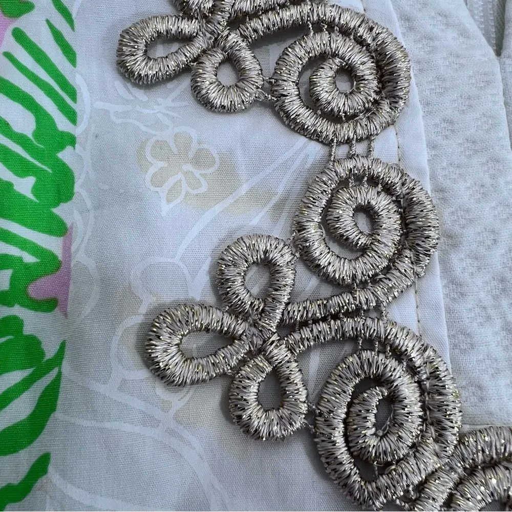 Lilly Pulitzer Janice Mini Dress Gold Lace Lioness Patchwork - Image 8