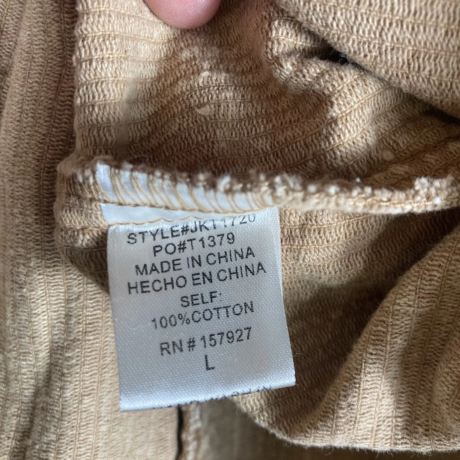 La Miel Oversized Corduroy Shacket L Shirt Raw Hem Tan Beige Cabincore Barn Size L - Image 7