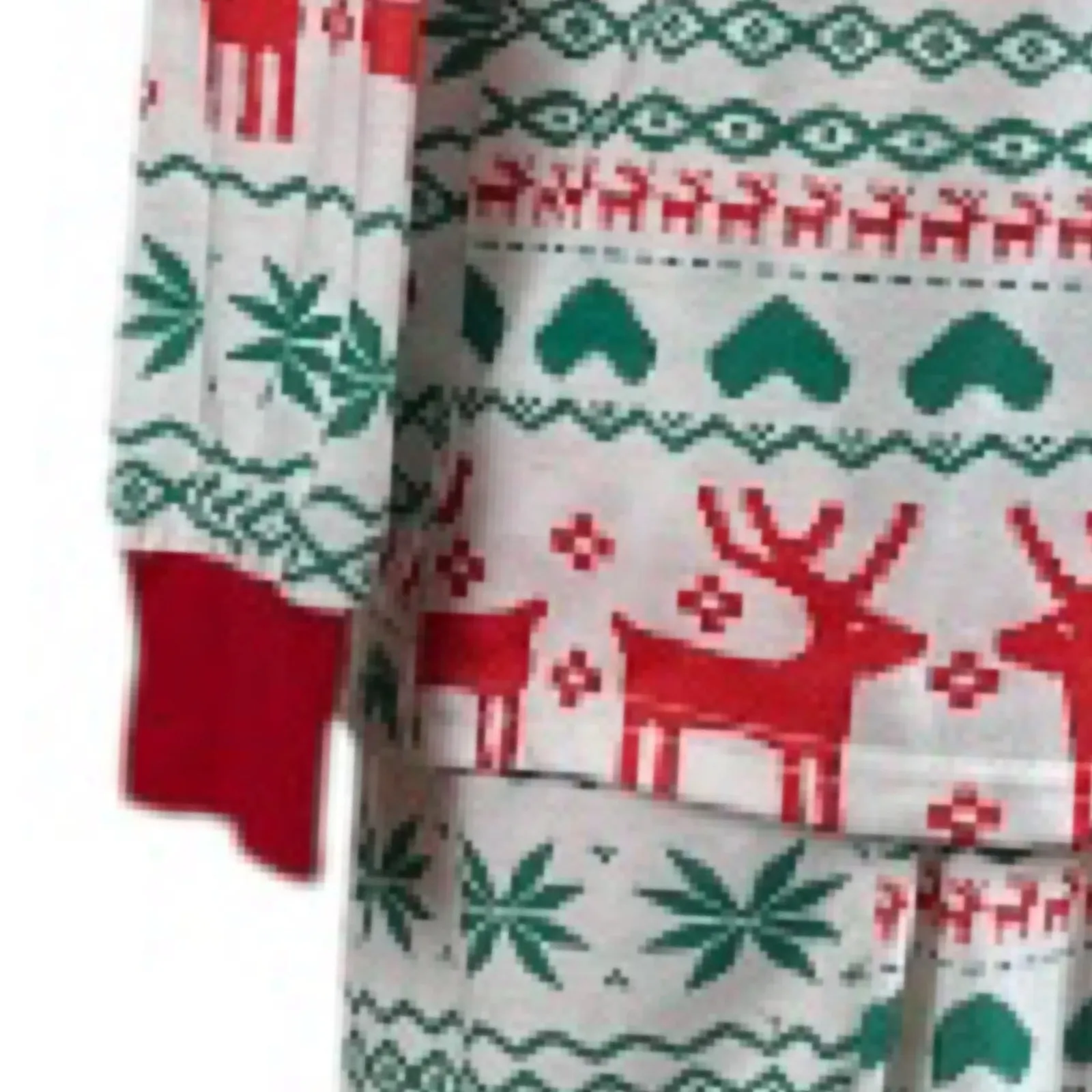 Christmas Pajama Set Jogger Pant Top Reindeer White Green Red Women's Size Large - Image 11
