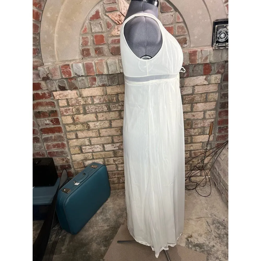 nightgown robe set bridal white sheer ankle length 1950s Size M - Image 12