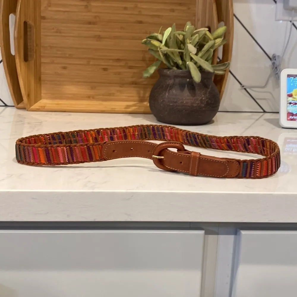 Genuine leather colorful sarape belt sz Xl bohemian festival - Image 8