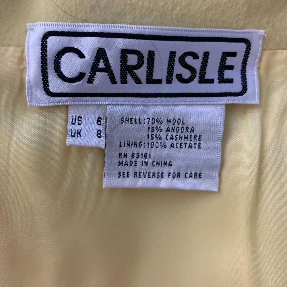 Vintage Carlisle Suit Set 6 Yellow Wool Silk Angora Cashmere Pleated Pockets - Image 6