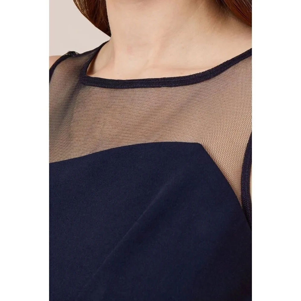 Adrianna Papell Stretch Knit Crepe Draped Illusion Short Faux Wrap Dress Midnigh - Image 2