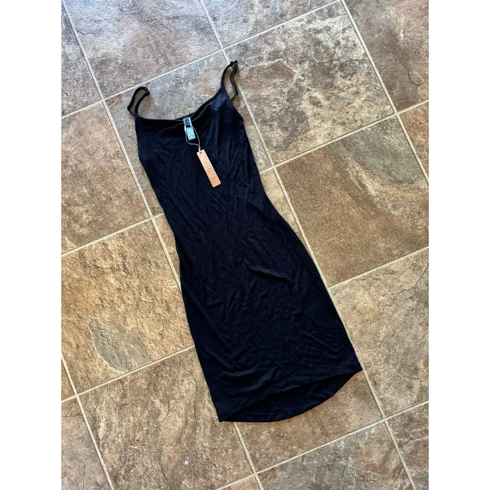 Skims Soft Lounge Mini Slip Dress Onyx Size XXS - Image 5
