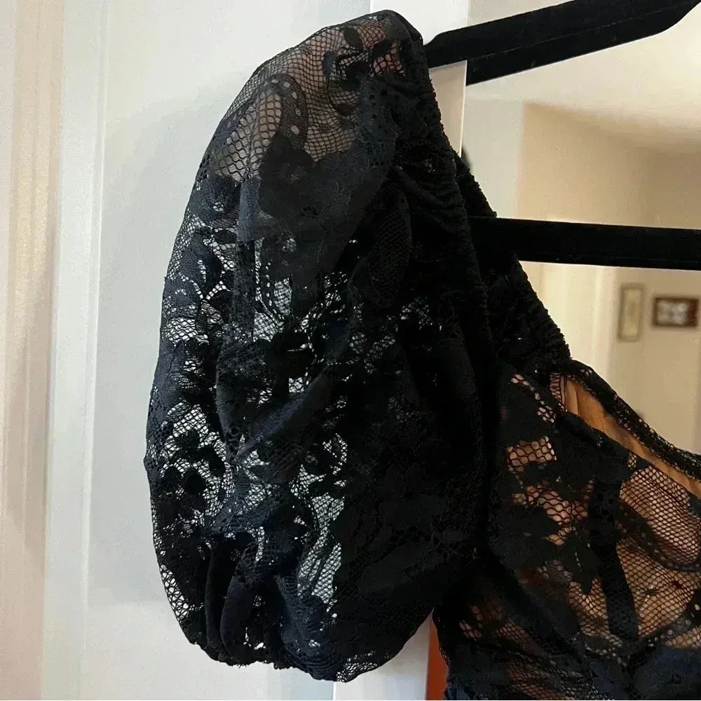 289 For Love & Lemons Rosalia Crop Top Size XS Color Black - Image 5