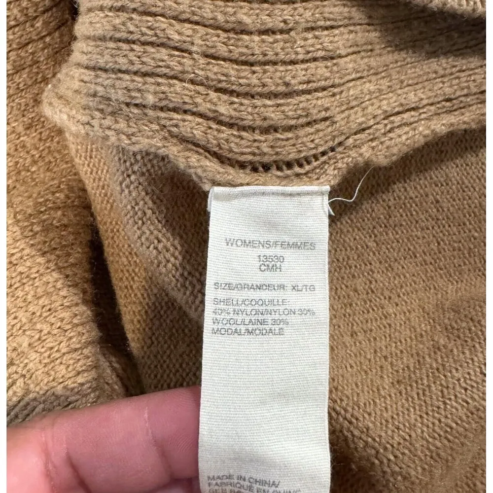 Woolrich Sweater Brown Tunic Waffle Knit Ribbed Wool Turtle Neck Pullover XL - Image 4