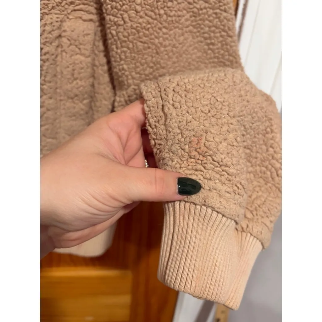 Varley Beige Sherpa Fleece Half Zip Pullover Ribbed Hem Sweatshirt S - Image 6