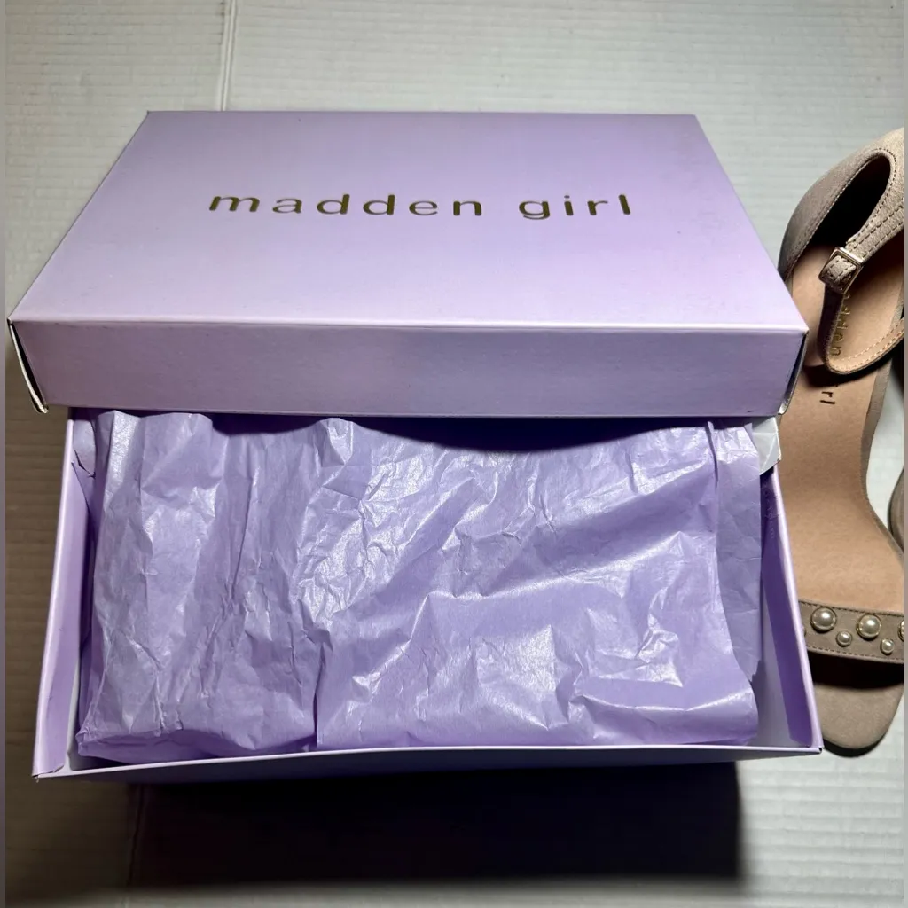 Madden Girl Bitsyy Blush Suede‎ Block Heel With Faux Pearls Strappy Party New 9 - Image 10