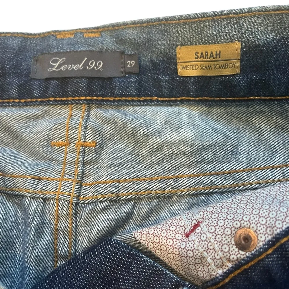 Level 99 Sarah Twisted Seam Tomboy Distressed Jeans In Cristal Blue Size 29 - Image 13