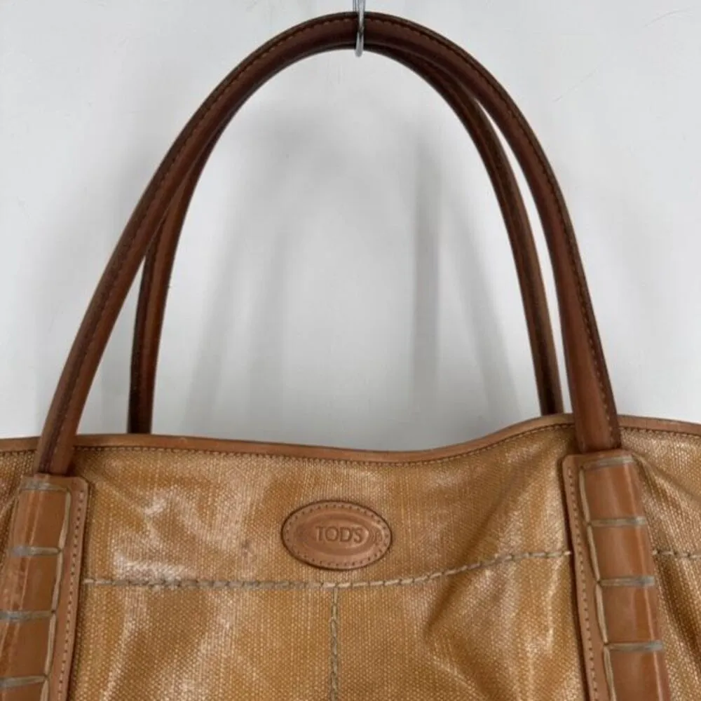 Tod's Womens Cowhide‎ Calf Leather Shade Shopping Media Shoulder Tote Bag Brown - Image 3