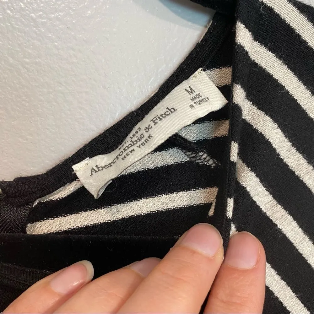 Abercrombie &‎ Fitch Black & White Striped Swing Dress Medium Loose Fit Casual - Image 5