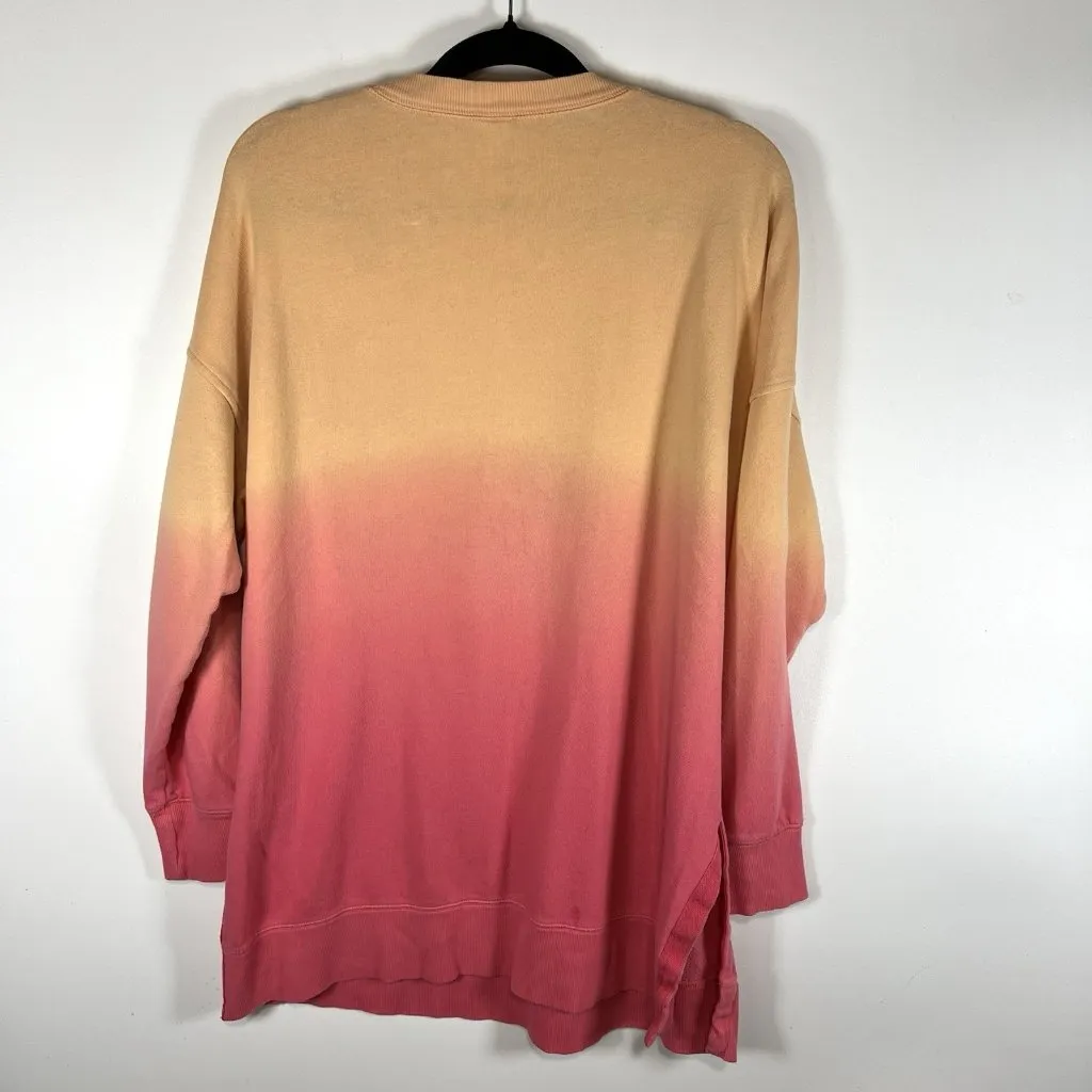 Old‎ Navy  Sweatshirt Women’s L Pink Crewneck Ombre Sunset Beach Ath leisure - Image 7