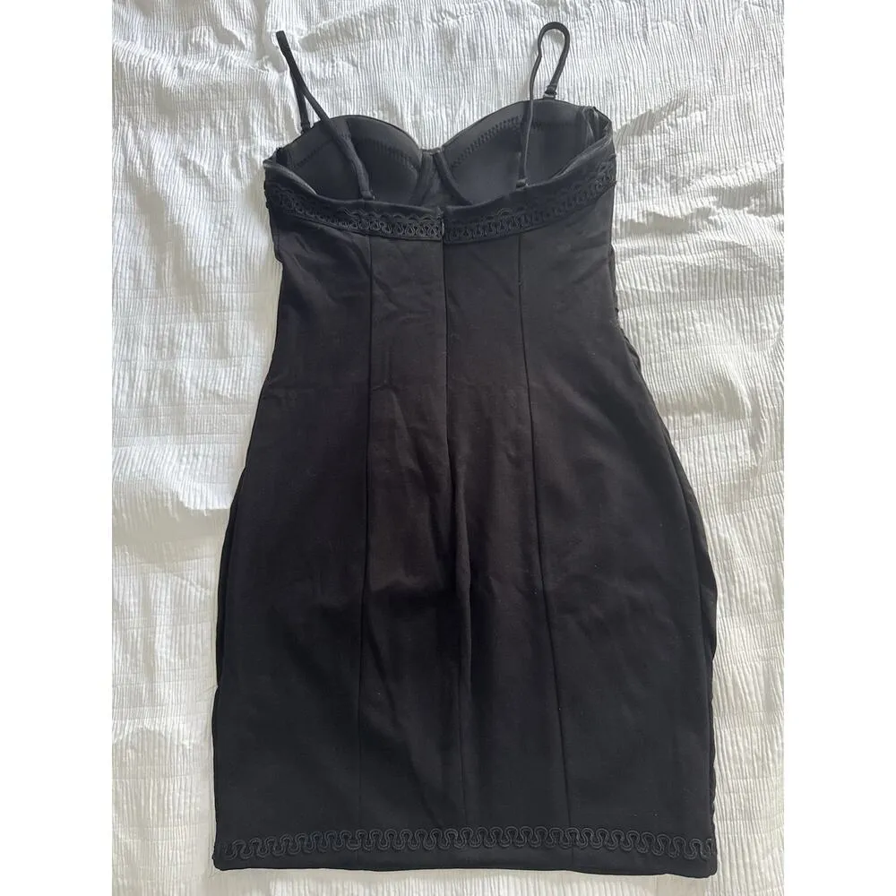 NWT H&M Little Black Dress Emroidery Tank Short Cocktail Going Out Club Mini - Image 4