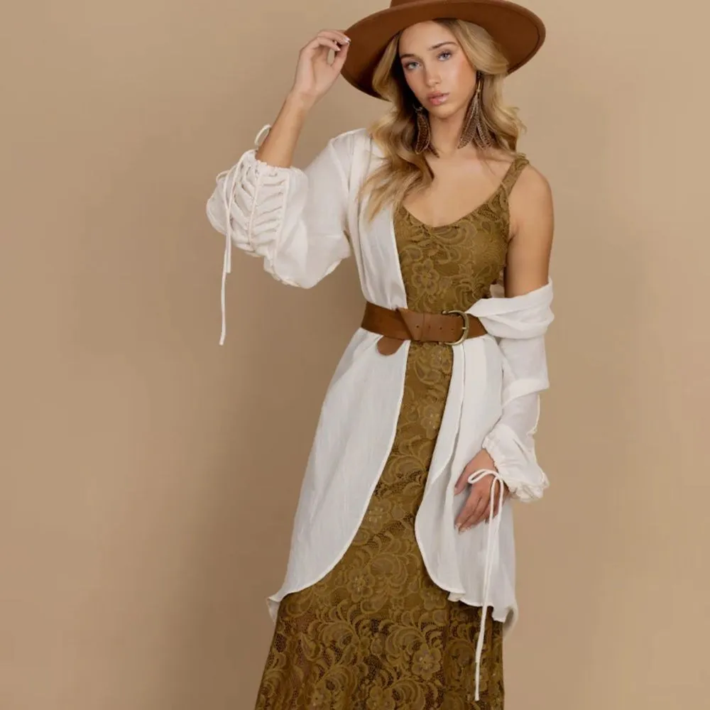 NWOT Joyfolie Carmel Slip Dress in Bistre Size XS Green - Image 4