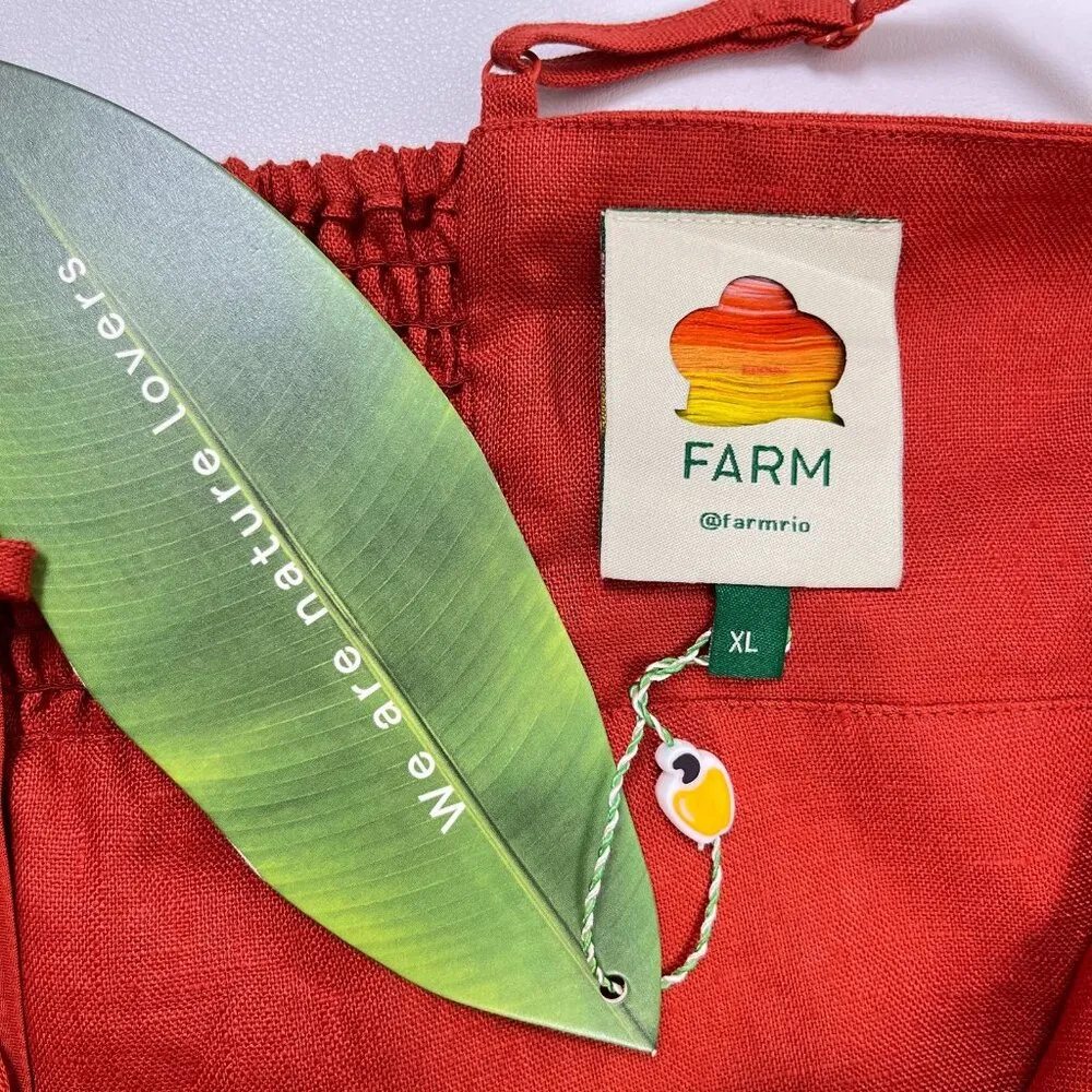 NWT Farm Rio Red 3D Petals Bodice Euroflax Premium Linen Jumpsuit Wide-Leg XL - Image 12