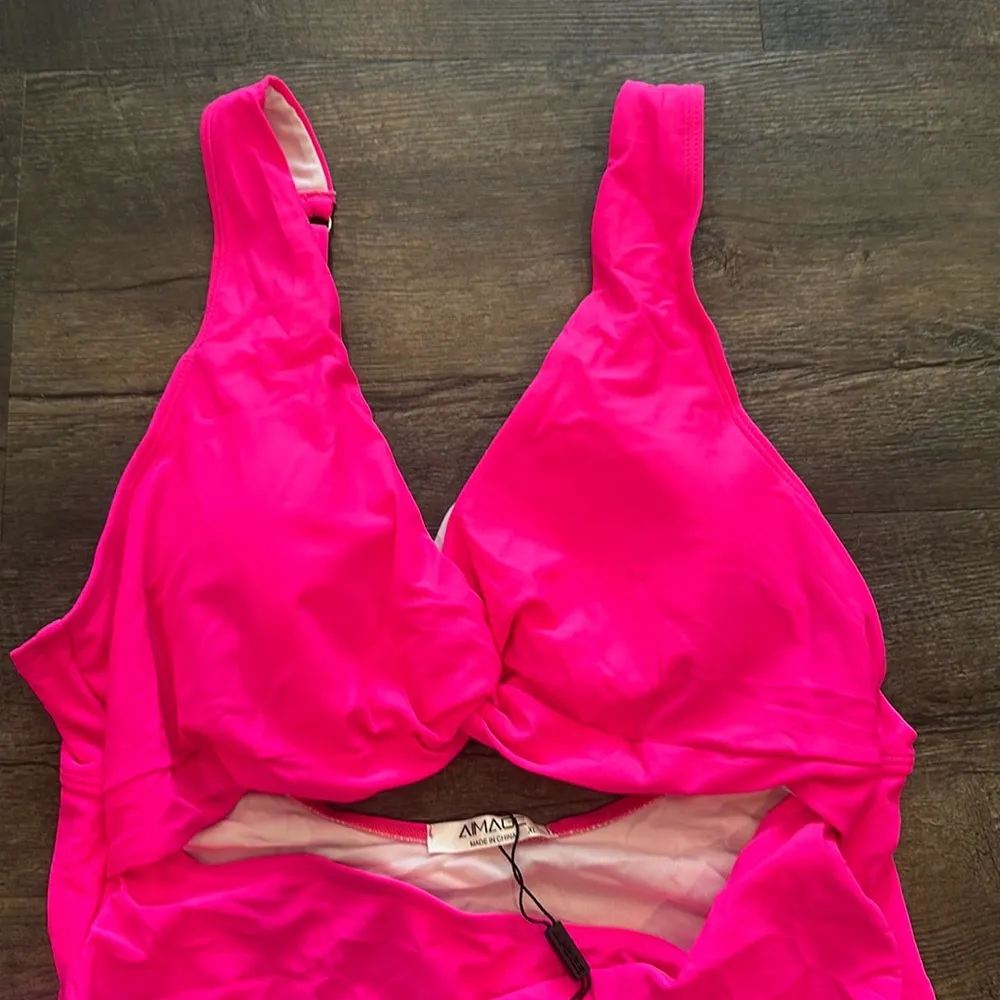 Al’MAGE XL One Piece Monokini Neon Hot Pink Swimsuit - Image 6