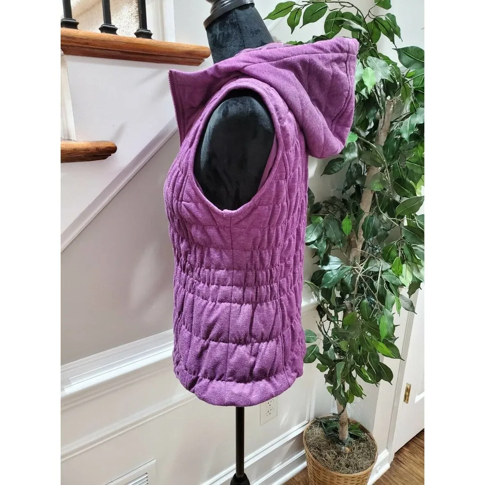 Avec Les Filles Women Purple Polyester Sleeveless Full Zip Casual Vest Jacket S - Image 5