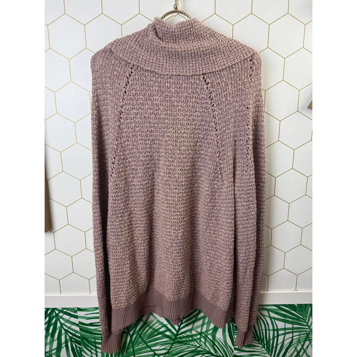 Free People By Your Side Dusty Pink Mauve Cowl Neck Sweater - Size - Small - Image 3