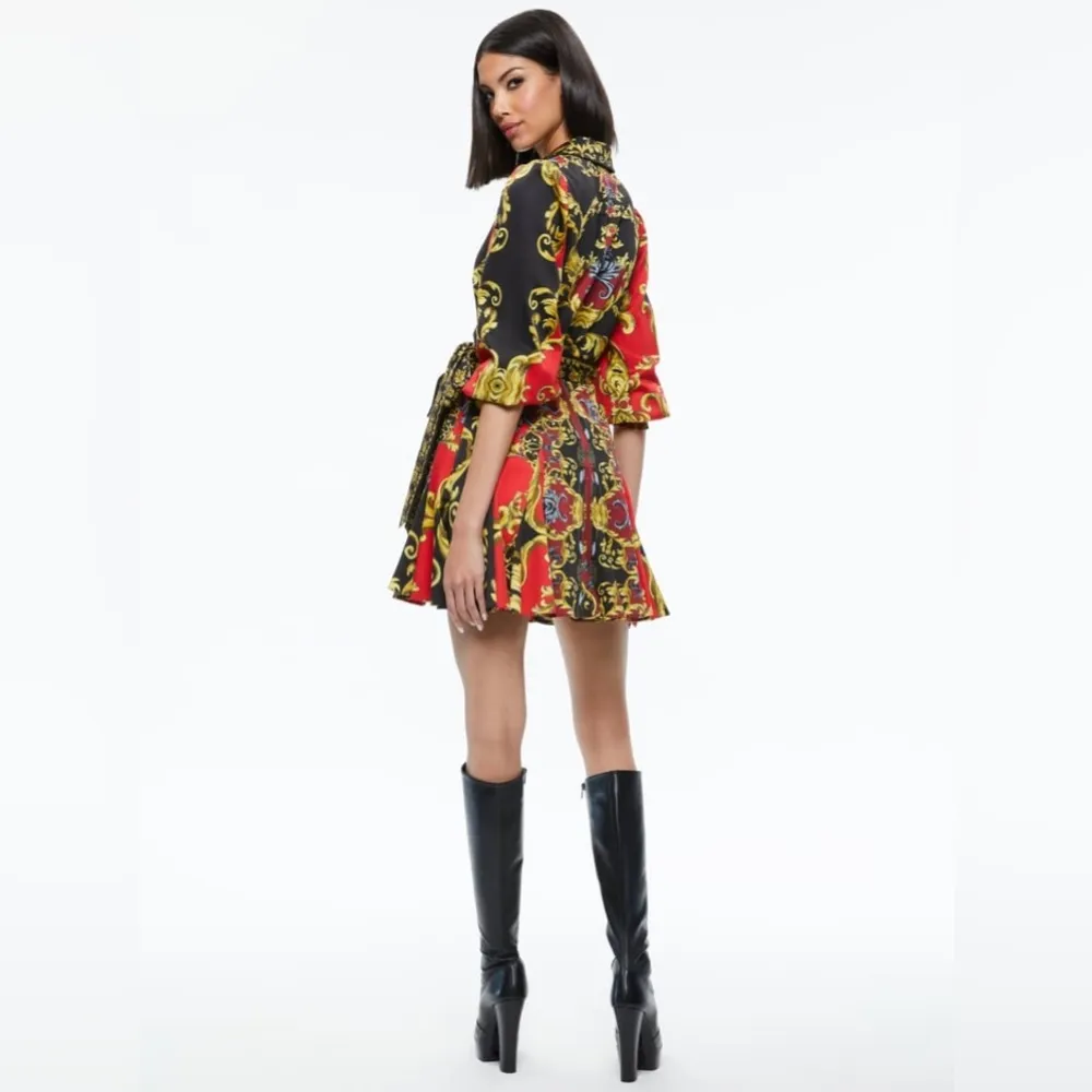 Alice + Olivia ALISA WRAP GODET SHIRT DRESS, Size 8, $650 - Image 9