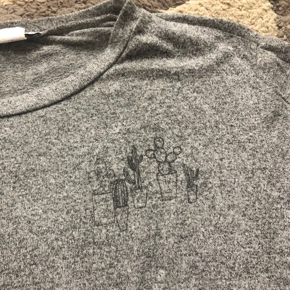 Purple Snow succulent flowers sweatshirt Gray Size L - Image 2