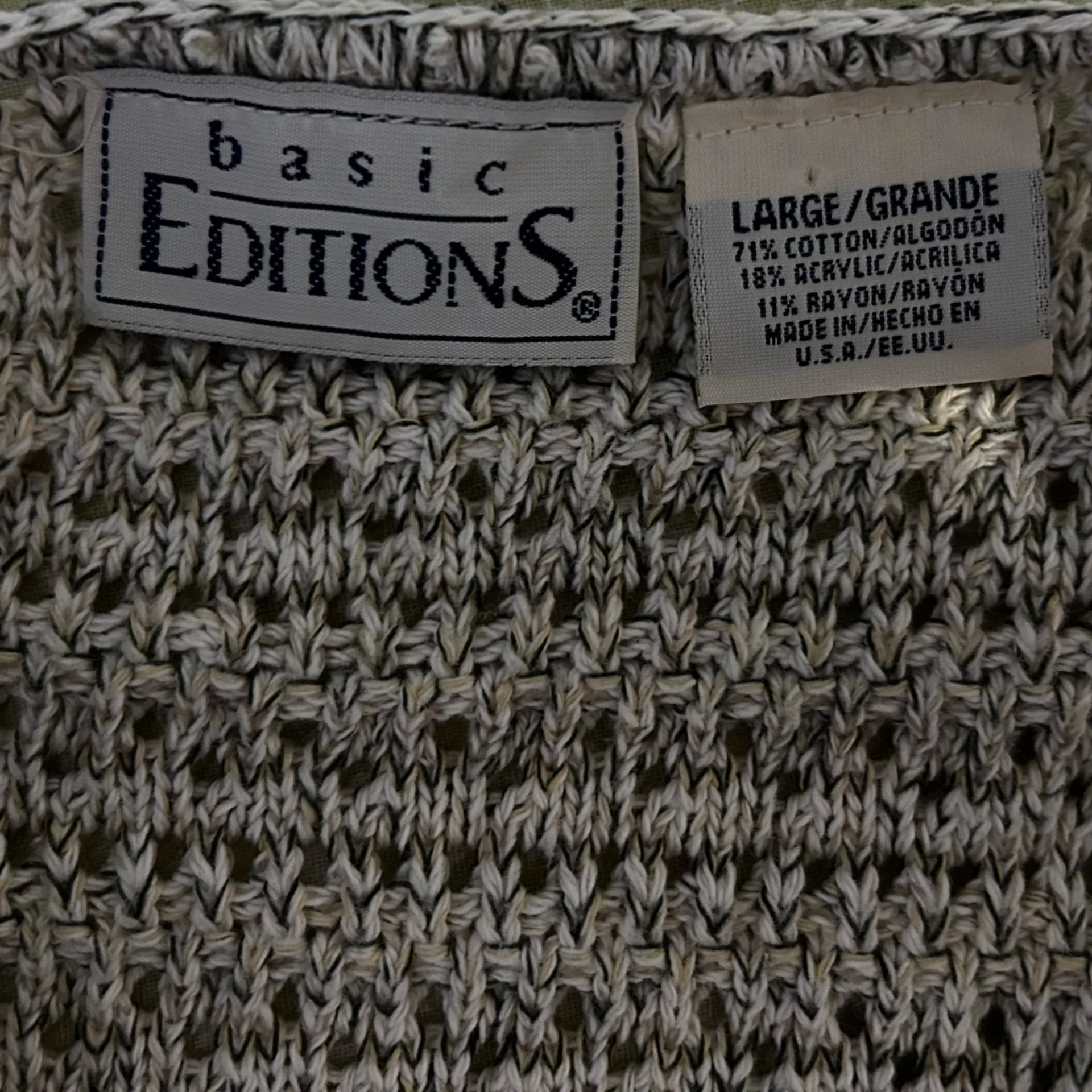 Basic Editions Gray and White Women's Blouse size Large - Image 3