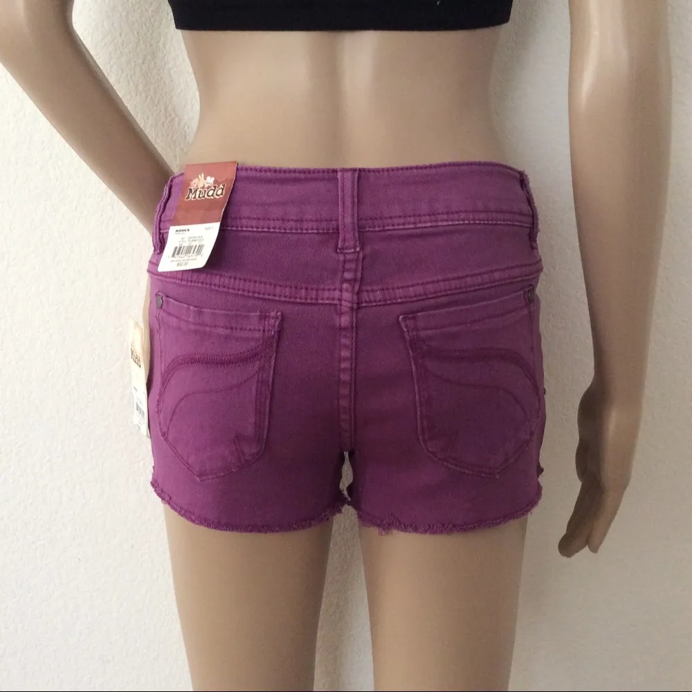 MUDD Raw Hem Purple Denim Shorts 5 - Image 2