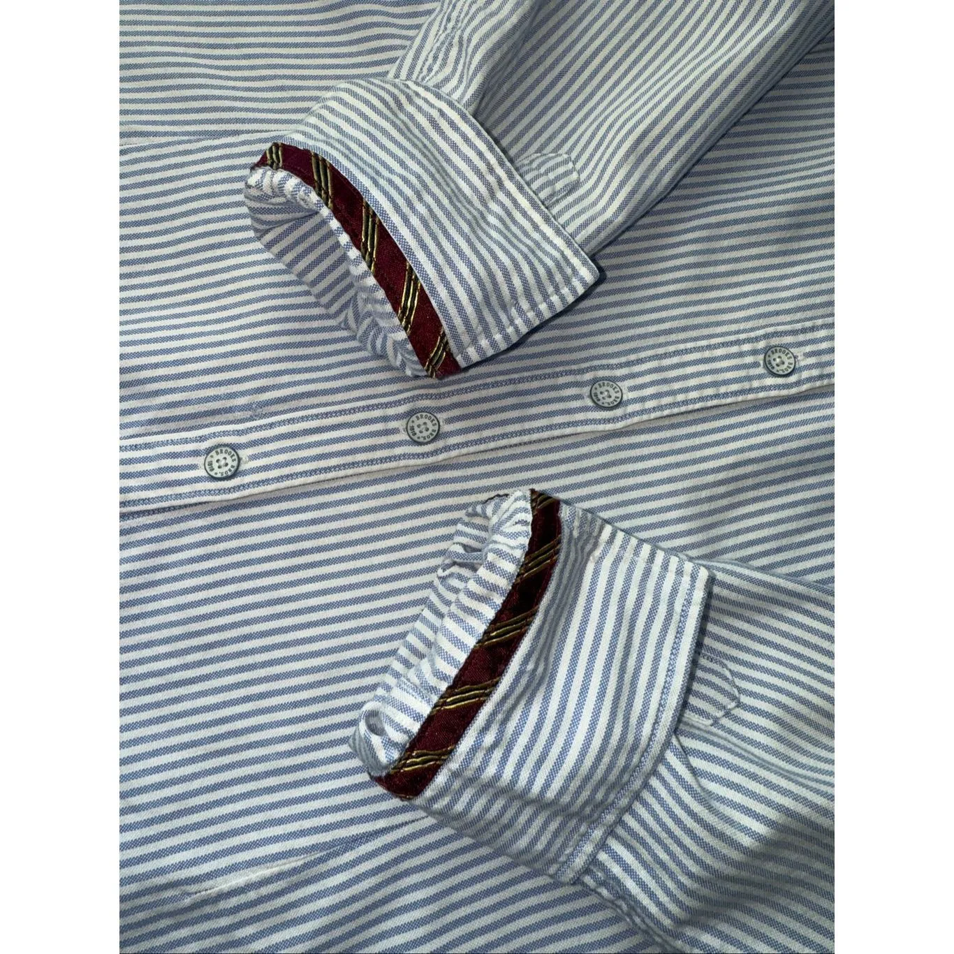 Brooks Brothers Blue & White Striped Oxford Button Up Shirt Size M/10 - Image 7