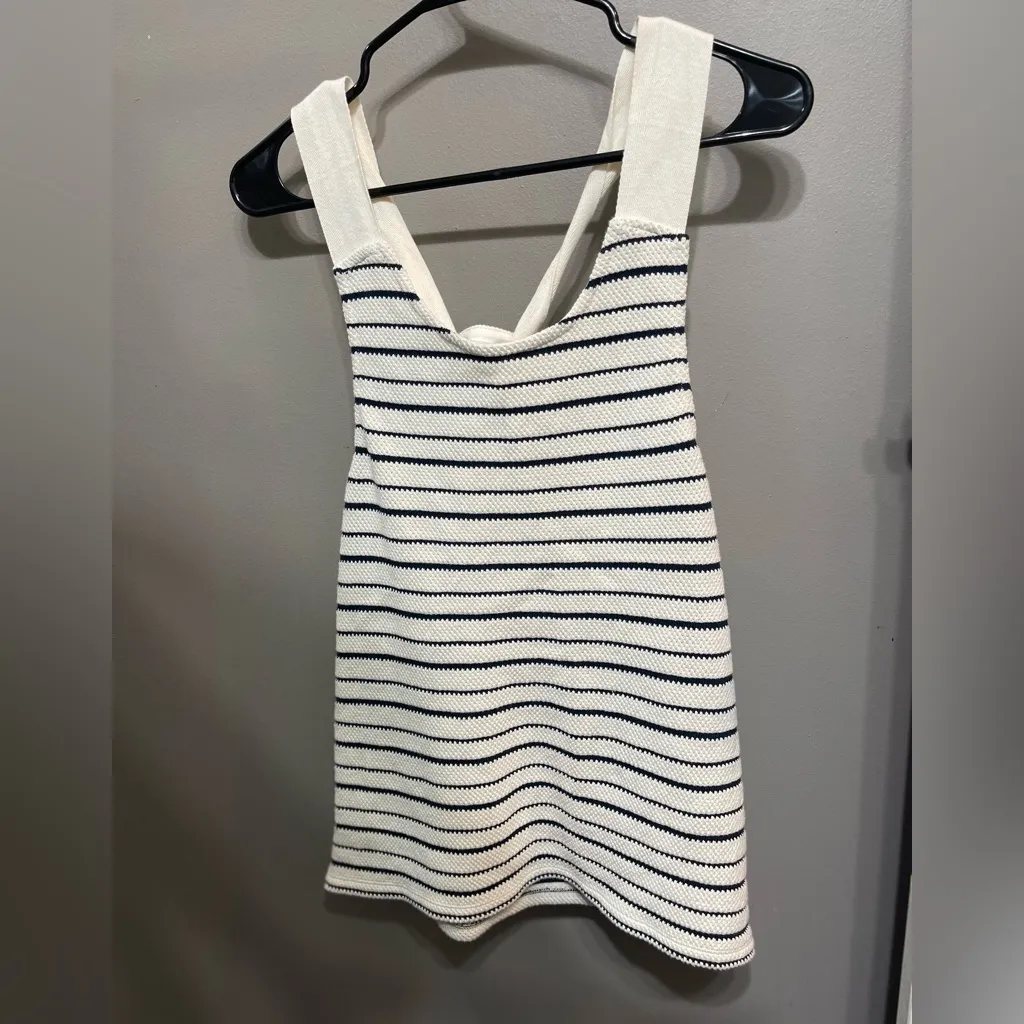 Madewell  Texture &‎ Thread Striped Bow-Back Tank Top. Size Small - Image 3