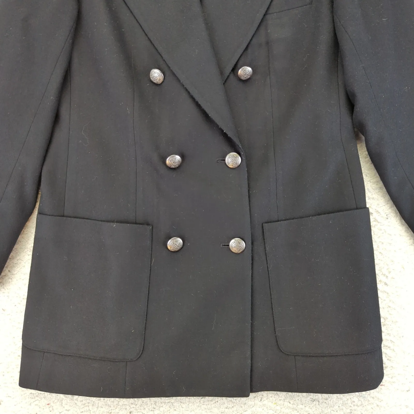Neiman Marcus Exclusive Double Breasted Wool‎ Cashmere Blazer Coat Medium Black - Image 9