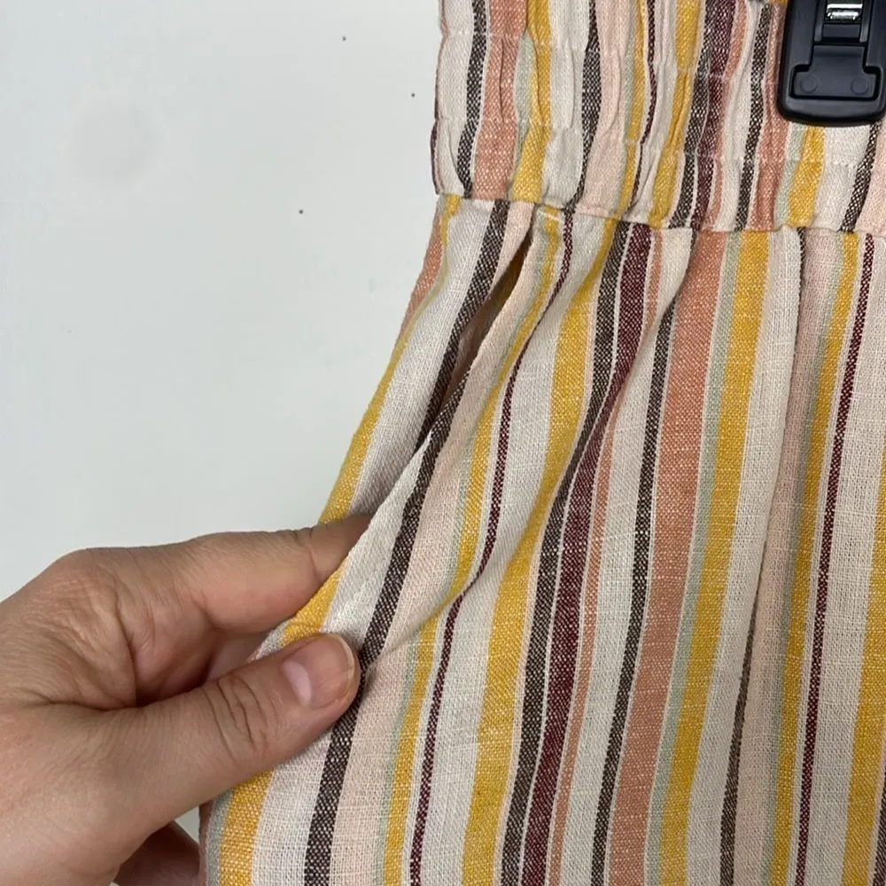 D&Co Naturals Linen blend pull on pants multicolor Striped Pants size Large Yellow - Image 4