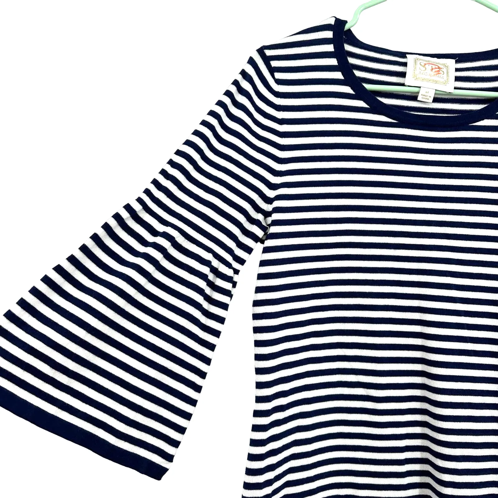 Sail‎ to Sable size Medium blue white striped bell sleeve dress cotton blend - Image 3