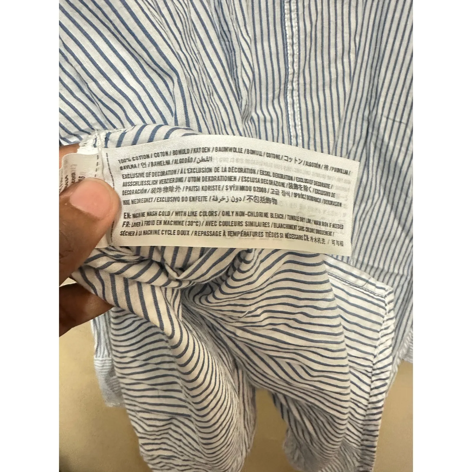 Abercrombie & Fitch Womens Blue White‎ Striped Cotton Oversized Shirt S - Image 7