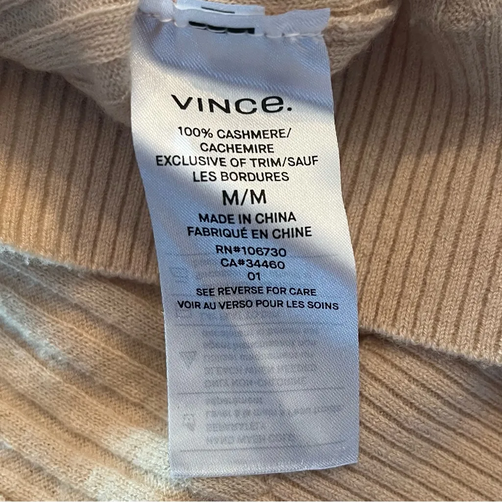 Vince Women’s Rib Skinny 100% Cashmere Long Cardigan with Pockets in Beige Sz M - Image 6