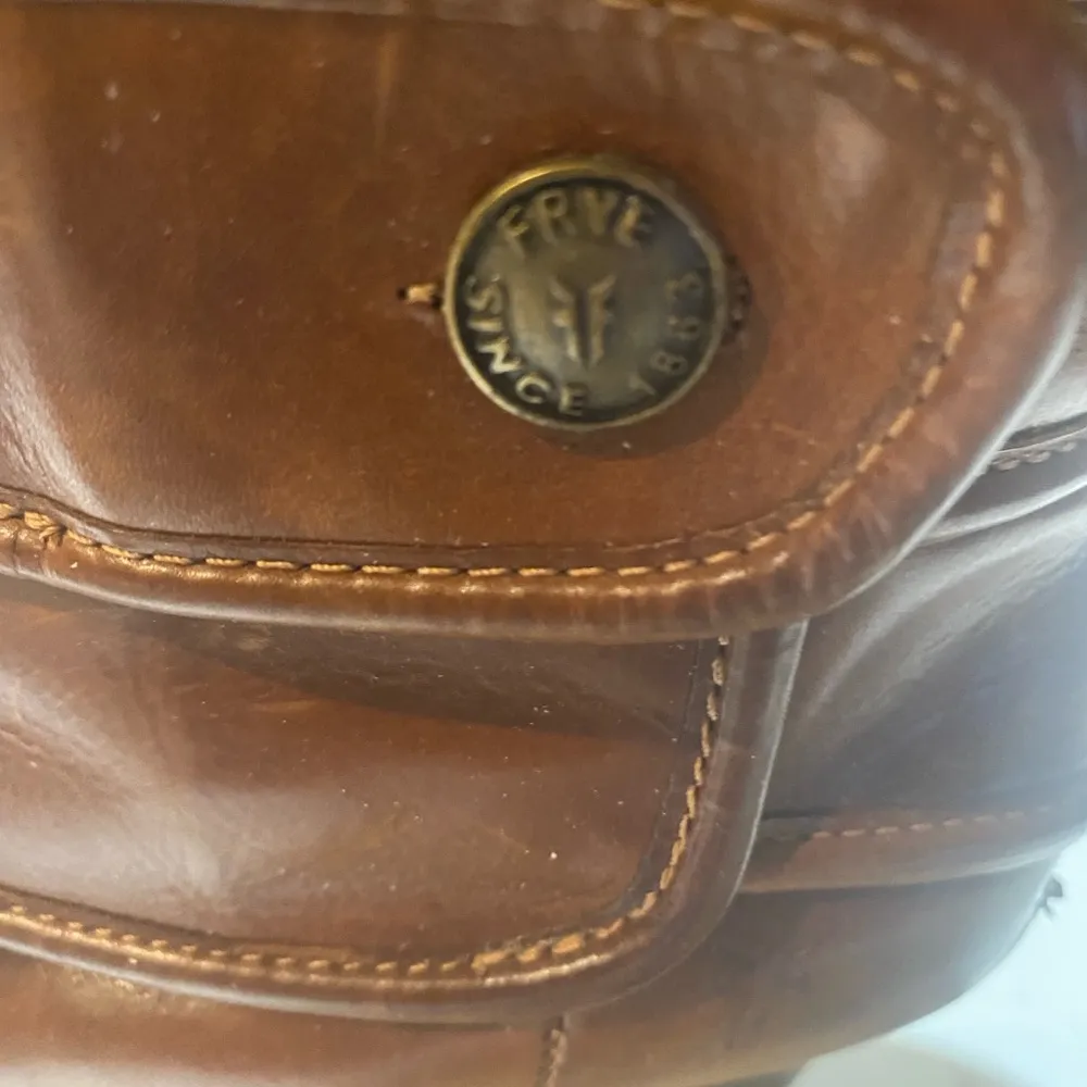 Moto Leather Mid-Calf Boots 6.5 Brown Pull On Button Heeled - Image 3