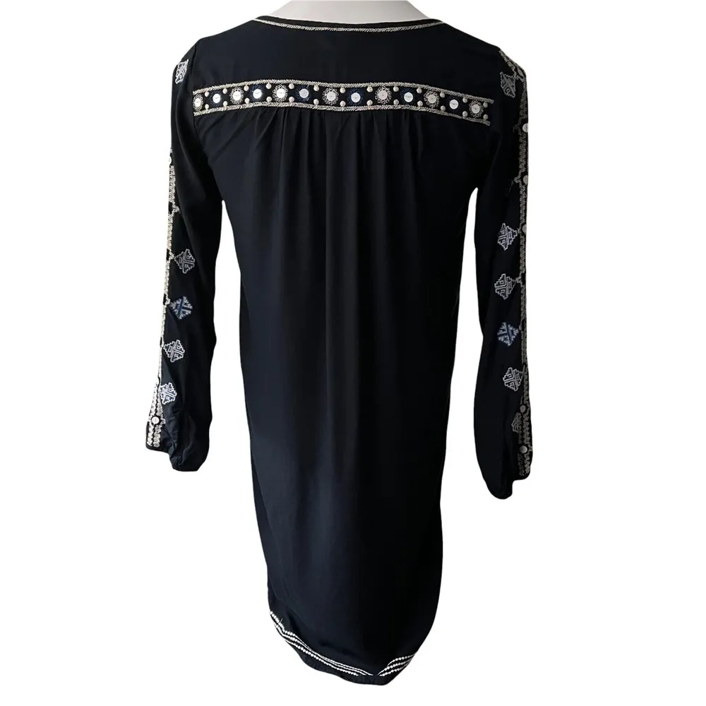 Velvet by Graham & Spencer Embroidered  V-Neck Shirt Dress, Sz XS - Image 2