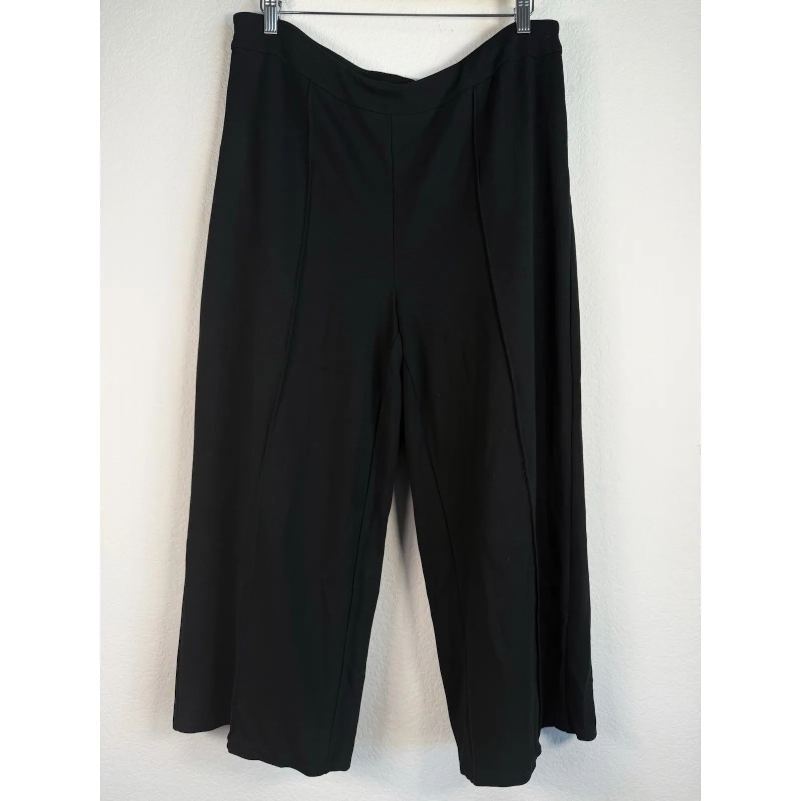 J.jill Wearever‎ Collection Women's Wide Leg Cropped Pull On Black Pants Size L - Image 6