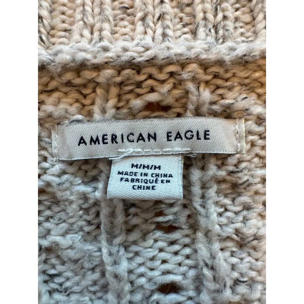 Vintage Y2K American Eagle Chunky Button Up Cardigan Size Medium Gray - Image 5