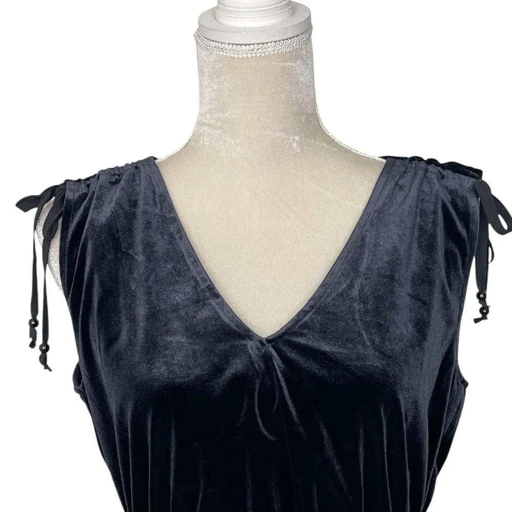 Adyson Parker Velvet Peplum V-neck Top Women’s Size S Ruched Shoulder Holiday - Image 5