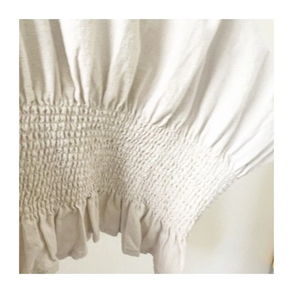 Cupcakes And Cashmere Linen Ruffled Smocked Cropped Blouse Size Medium - Image 8