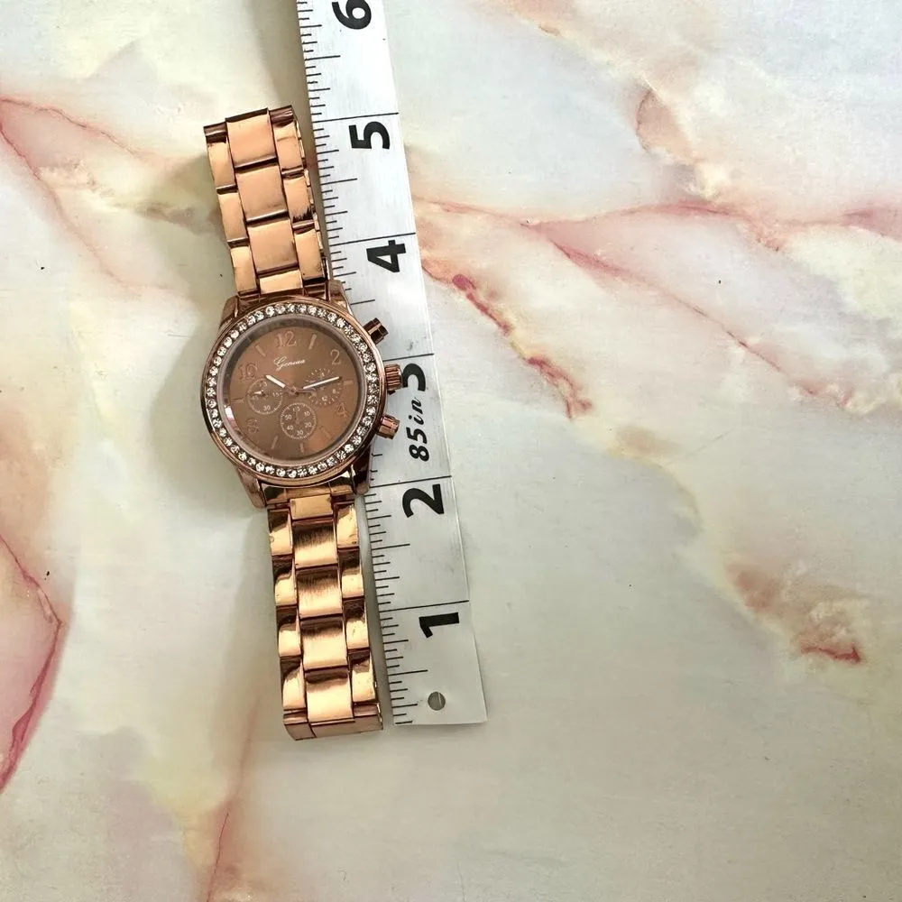 Geneva rose gold tone rhinestone Watch - Image 6