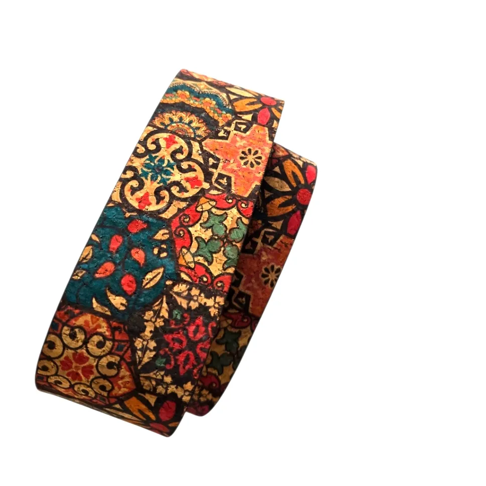 Fashion Vintage Style Belt Faux Leather Cork Material‎ Western Bohemian Tan Size L - Image 2